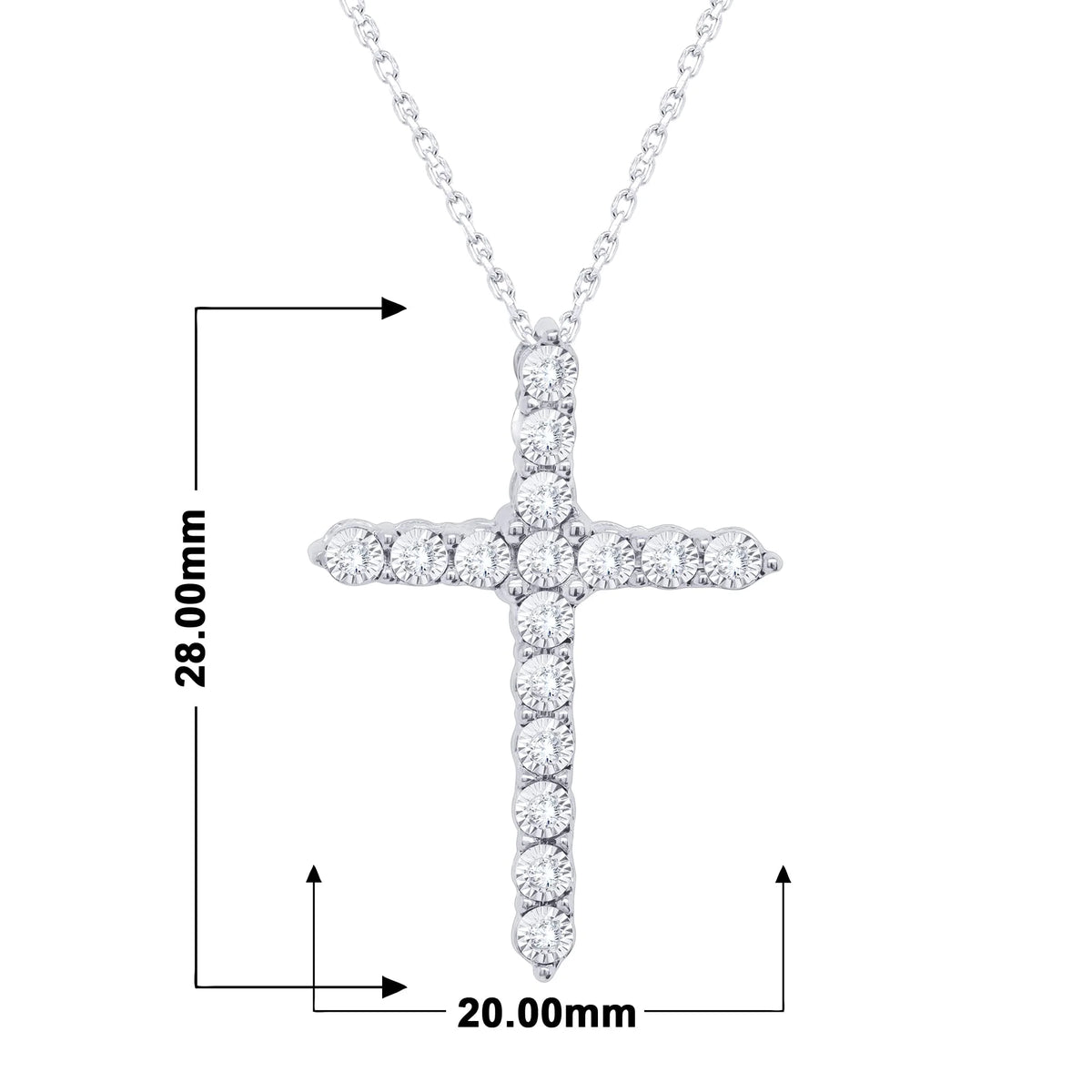 18K White Gold Over Silver Diamond Cross Pendant Necklace N990762