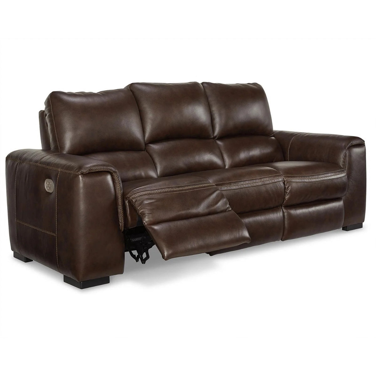 Walnut Leather Power Reclining Sofa with Headrest S878