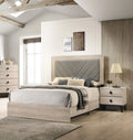 King Size Bed and 2 Nightstands Cream Wooden Tufted Headboard 3pc Set A889560