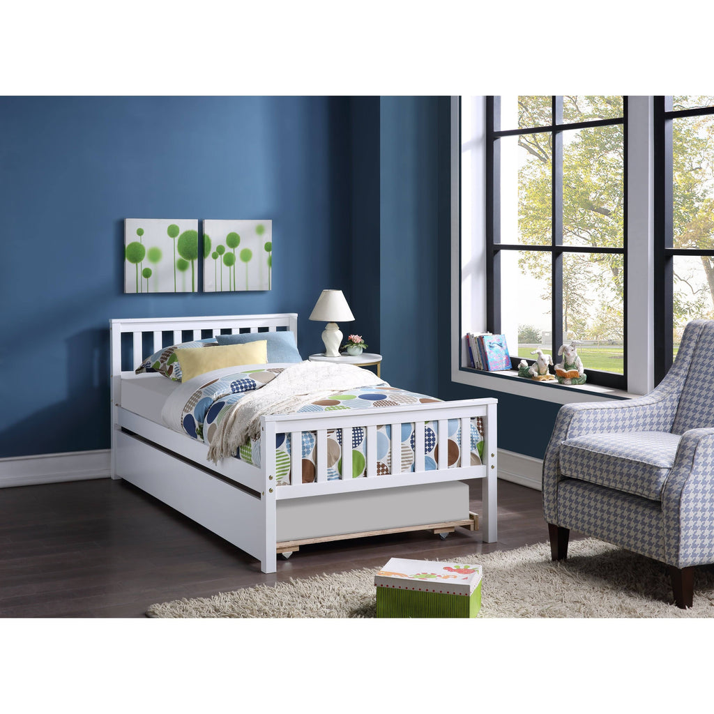 White Twin Bed with Trundle M577
