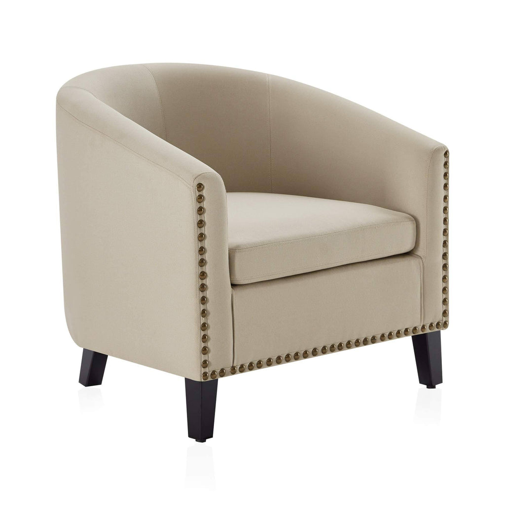 Beige Fabric Barrel Chair R92846