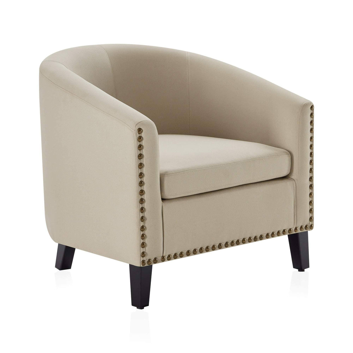 Beige Fabric Barrel Chair R92846