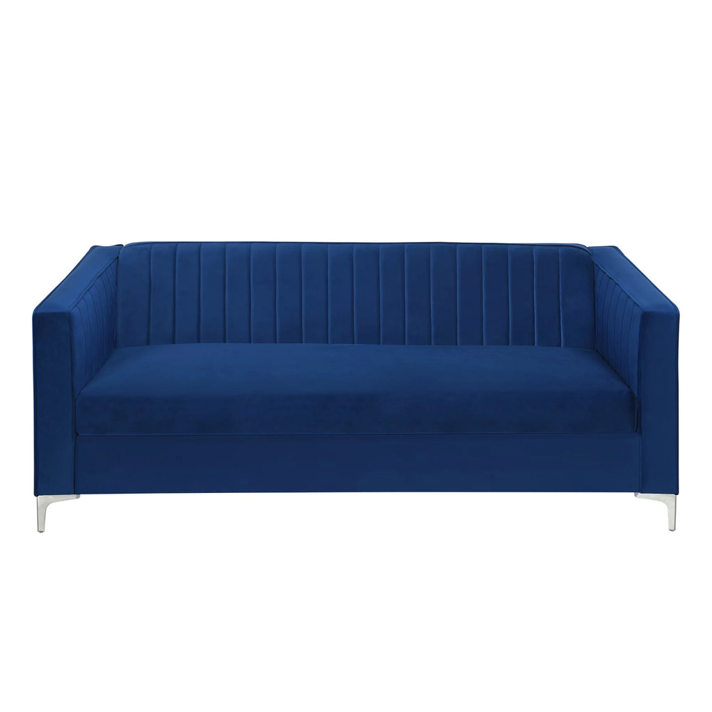 Blue Velvet Loveseat Sofa with Metal Legs X438642