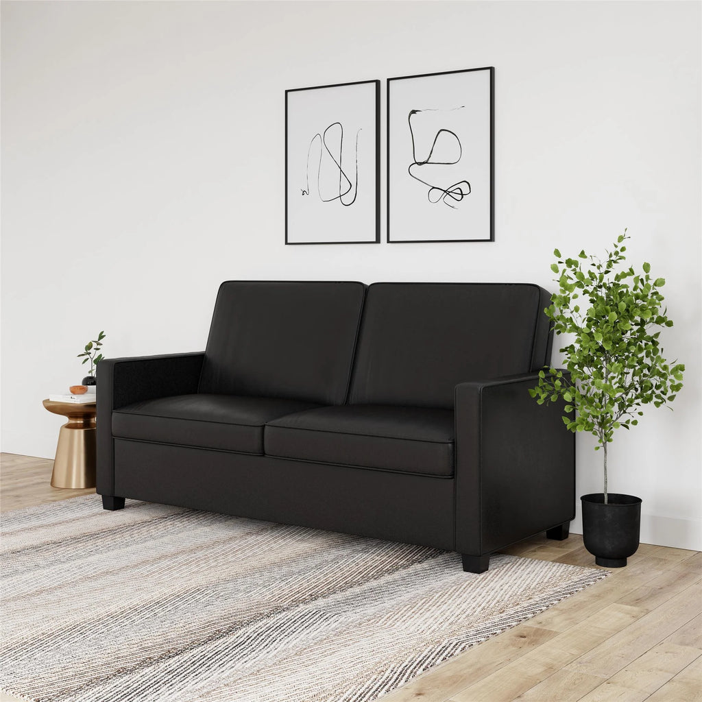 Black Faux Leather Queen Sofa Sleeper N701235