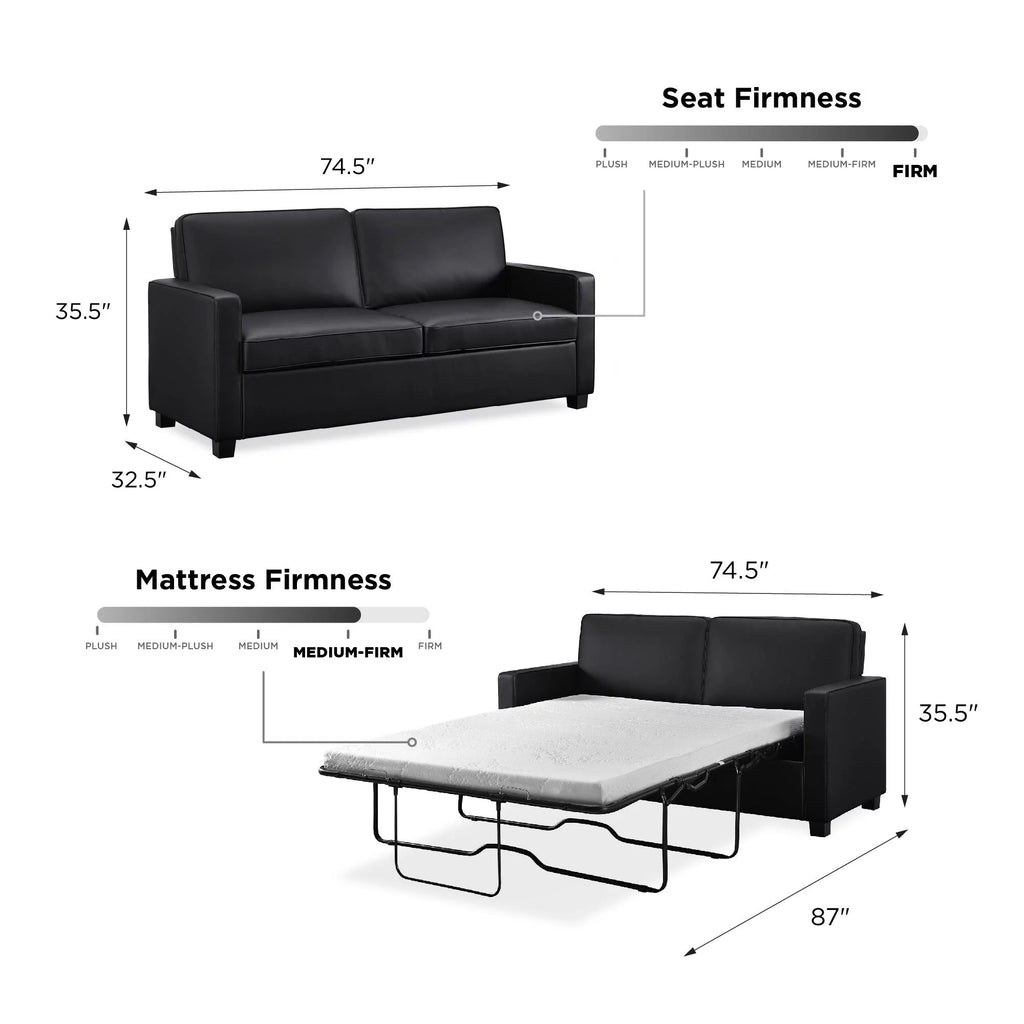 Black Faux Leather Queen Sofa Sleeper N701235