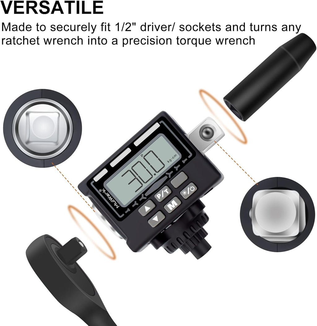 1/2" Digital Torque Adapter Converter with Tire Pressure Gauge, Pack of 2 U57894