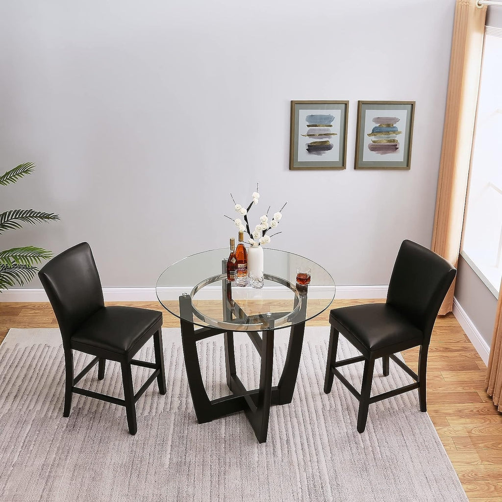 Black Faux Leather Bar Stools Set of 2 Z852821