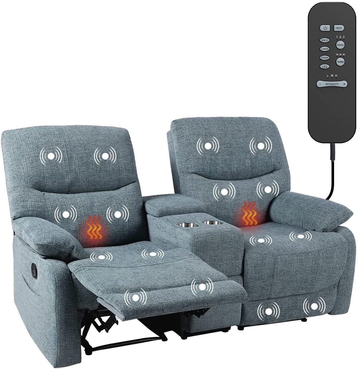 Fabric Reclining Sofa with Console and Cup Holders A357700