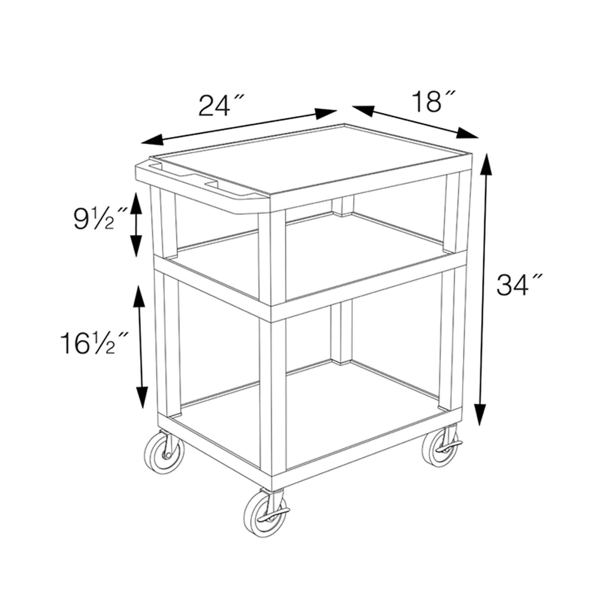 AV Cart 3 Shelves Black Legs Blue R7447