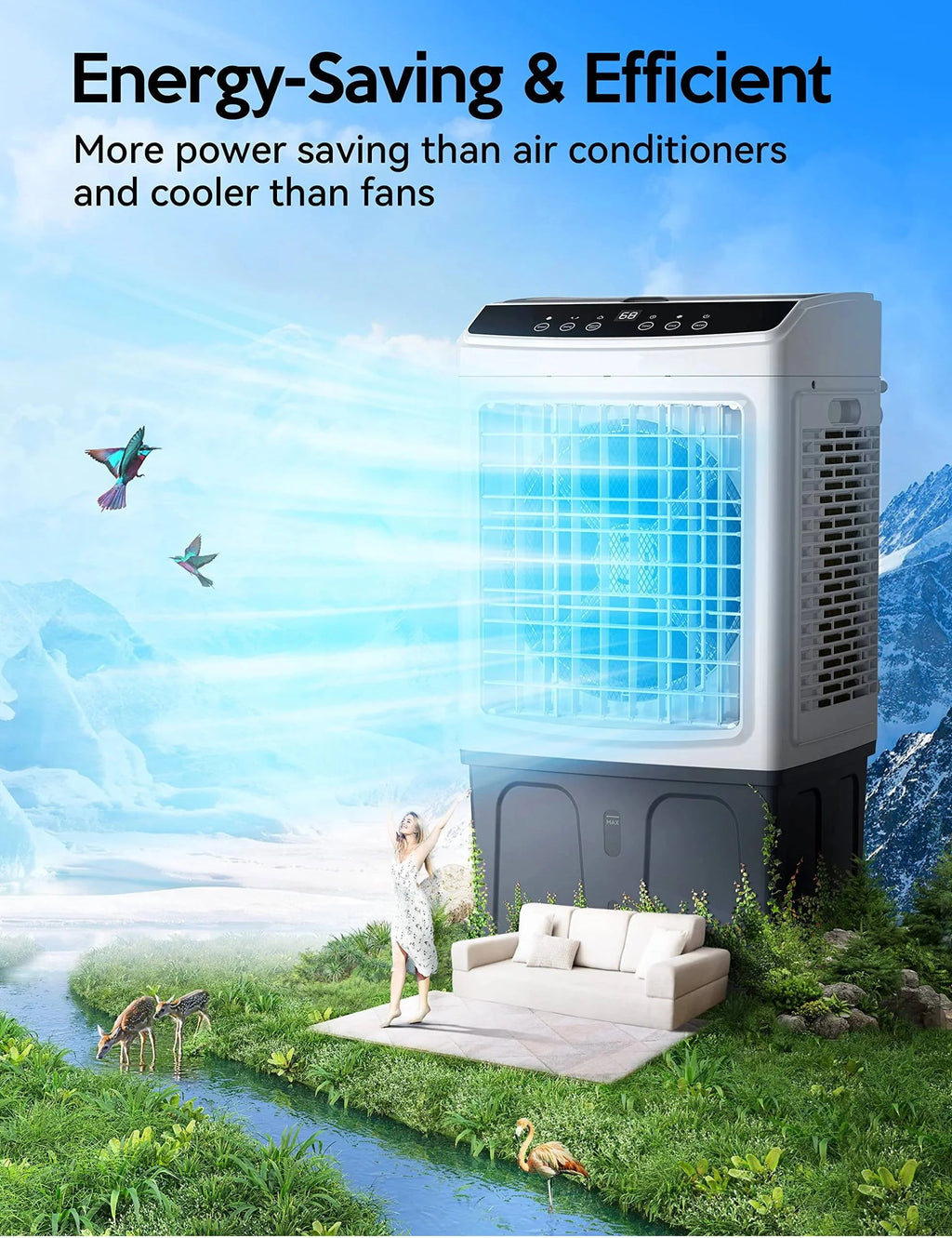 Evaporative Air Cooler, 2200CFM 9.2Gallon with Remote Control X818