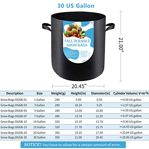 8 Pack 5 US Gallon Heavy Duty Nonwoven Fabric Grow Pots with Handles A1684