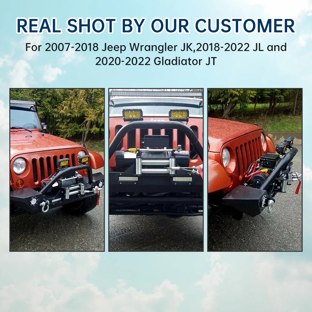 Front Bumper with Winch Plate LED Lights D-rings O684