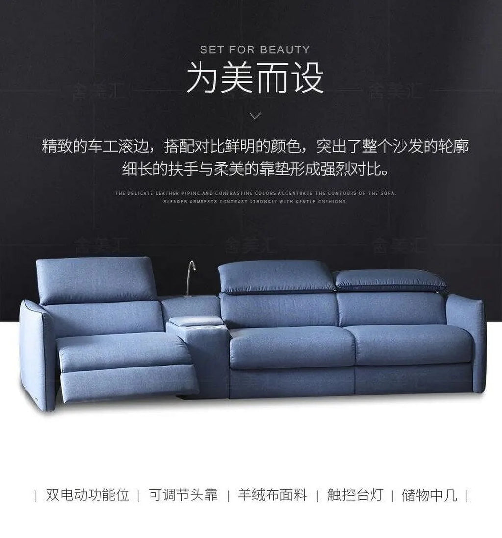 3 Seater Linen Fabric Recliner Sofa T179