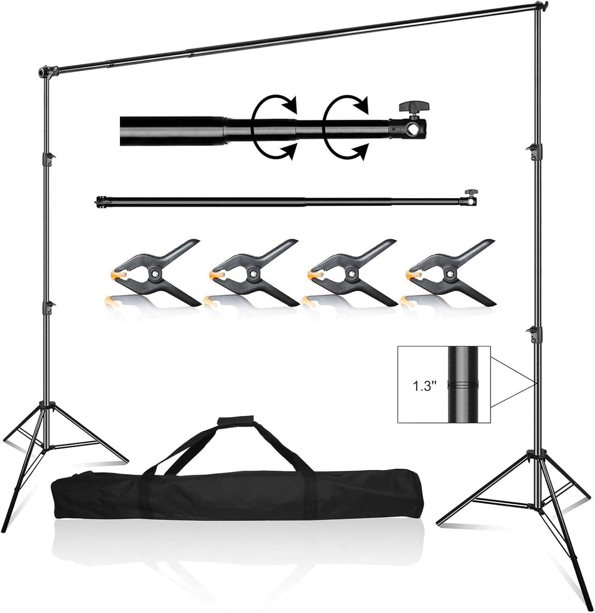 10 x 10 ft Heavy Duty Adjustable Backdrop Support System Kit with Carry Bag U323133