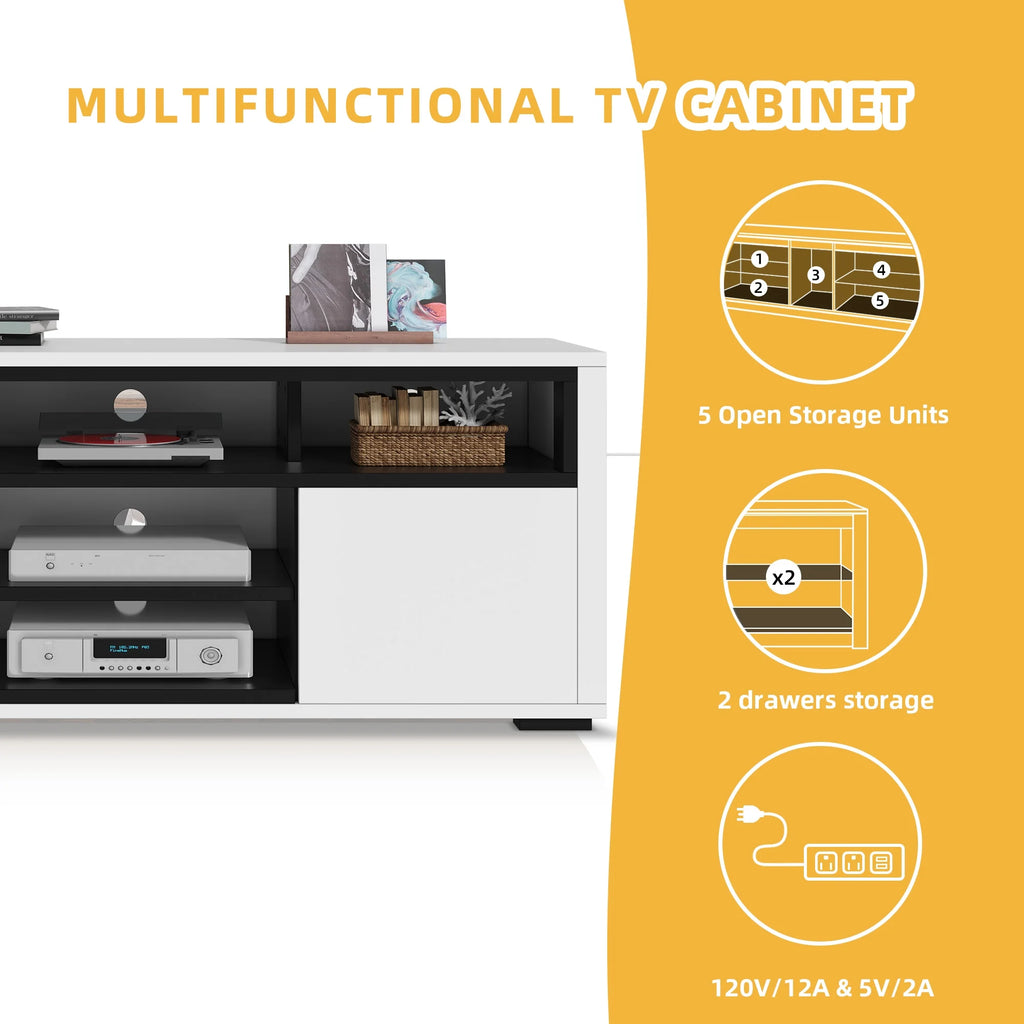 White High Gloss TV Stand with LED Lights O9390