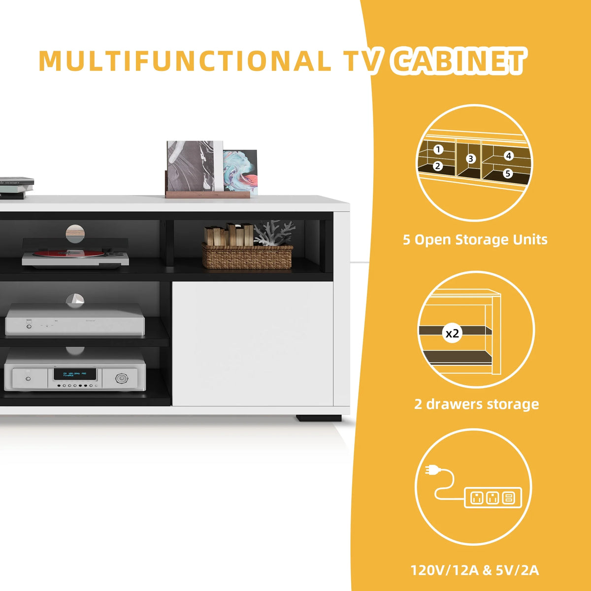 White High Gloss TV Stand with LED Lights O9390