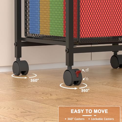 White Rolling File Cabinet with Adjustable Dividers M6980