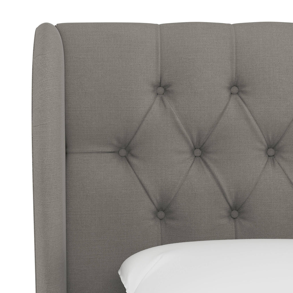 Gray Linen Tufted Wingback Headboard Y4558