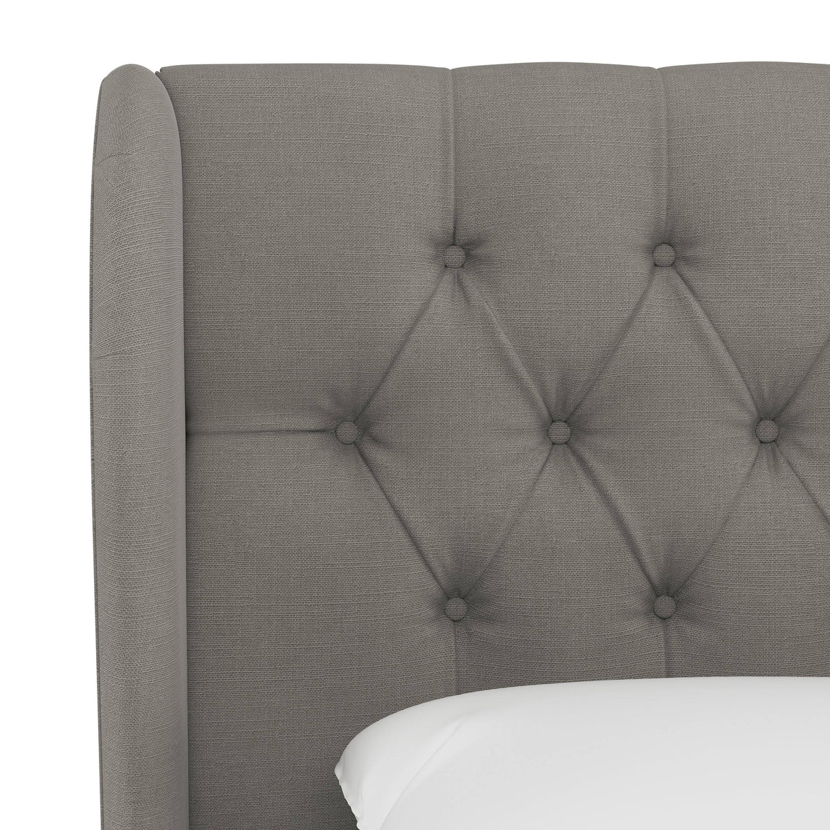 Gray Linen Tufted Wingback Headboard Y4558