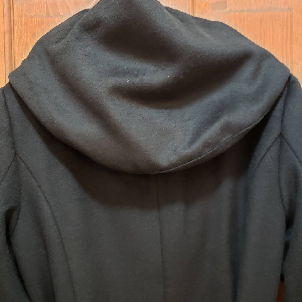 Wool Blend Zip Hooded Coat Black 10 P451