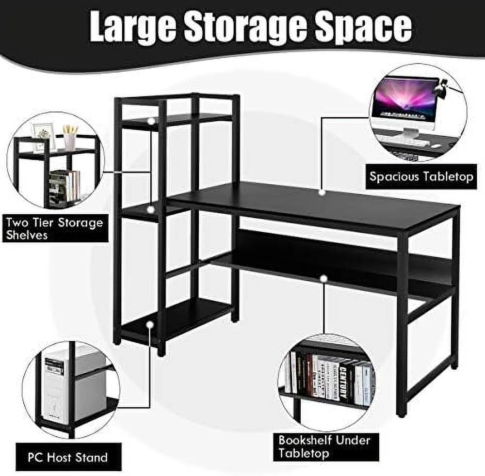 59-Inch Computer Desk with Bookshelf Y248993
