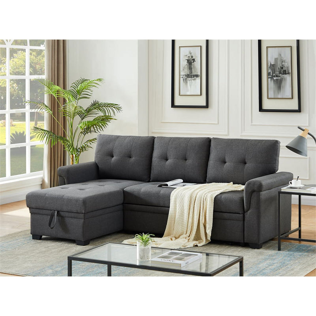 2-Piece Set with Reversible Sleeper Sofa and Coffee Table in Gray J811