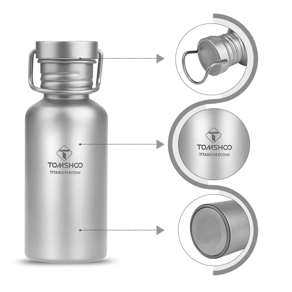 600ml Full Titanium Water Bottle with Extra Lid Ultralight E618
