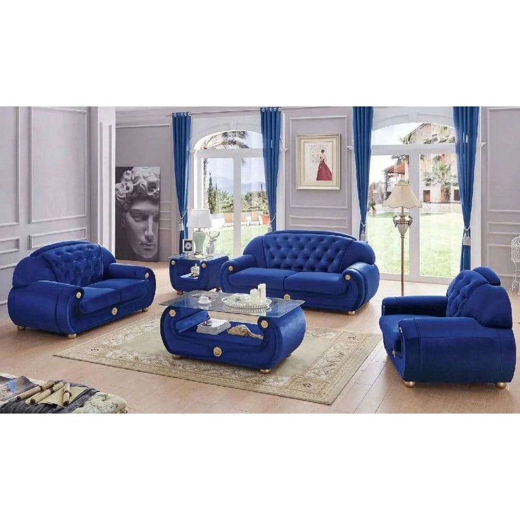 Dark Blue 2-Piece Fabric Living Room Set A93937