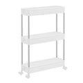 3-Tier Rolling Storage Cart with 6 Hooks, Steel Frame, Dove Gray W41427