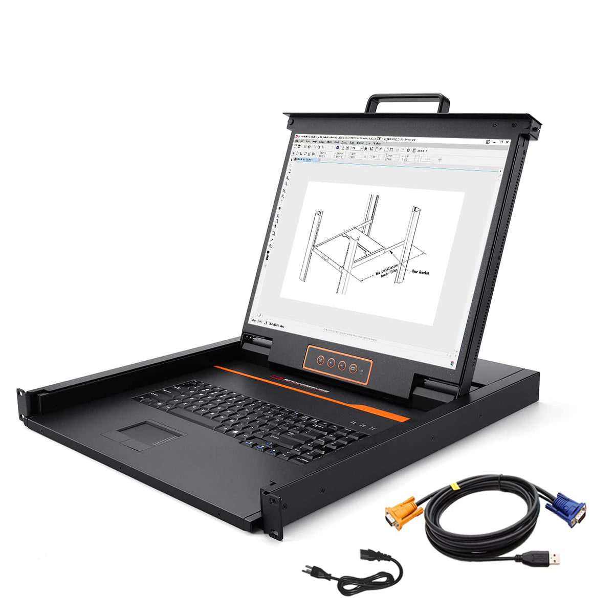 19" LCD Rack Mount KVM Console with Keyboard and Touchpad, 1U, 1280×1024@60Hz K339007