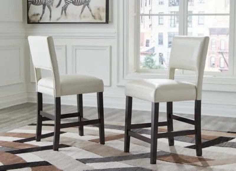 Ivory/Brown Upholstered Barstool Q307