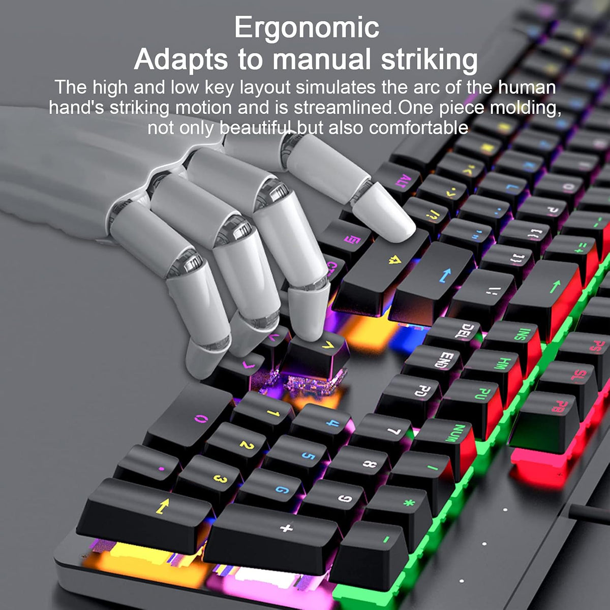 Wired Mechanical Gaming Keyboard Rainbow Backlit 104 Keys Pack of 2 B888