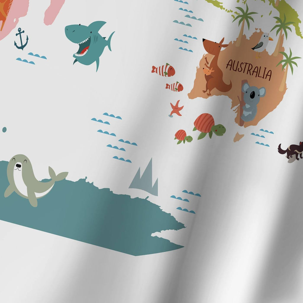 Animals World Map Wall Tapestry C23655