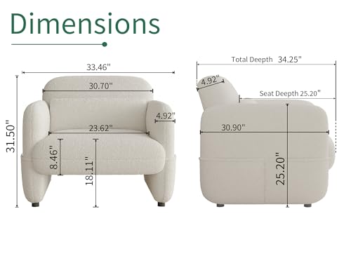 Oversized Sherpa Armchair with Waist Pillow D1651
