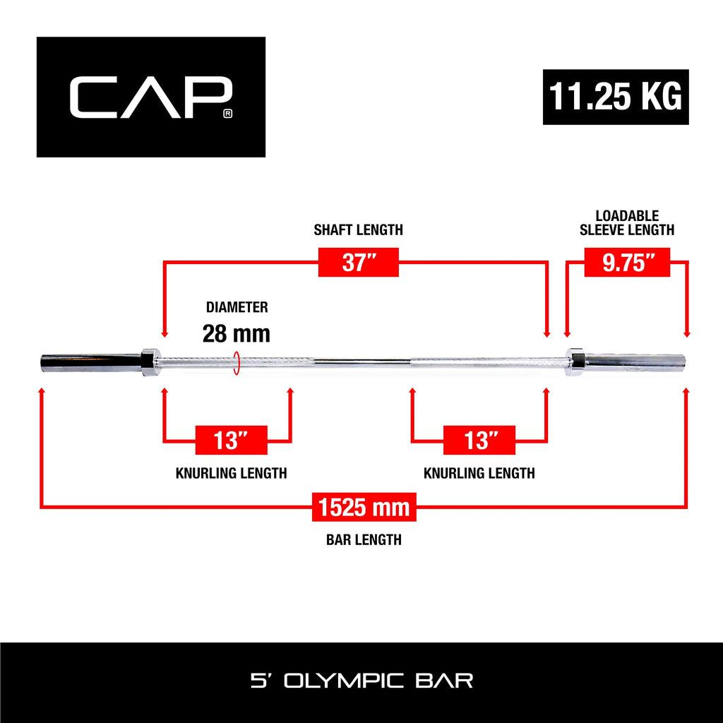 5Ft Solid Chrome Olympic Weight Bar W171079