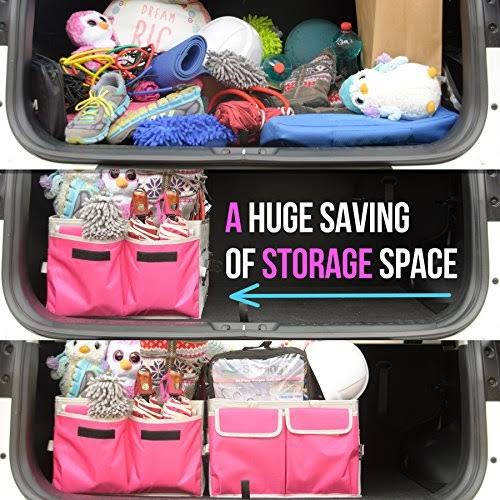 Car Trunk Organizer, Foldable Storage Cargo Box with Nonslip Waterproof Bottom B10906