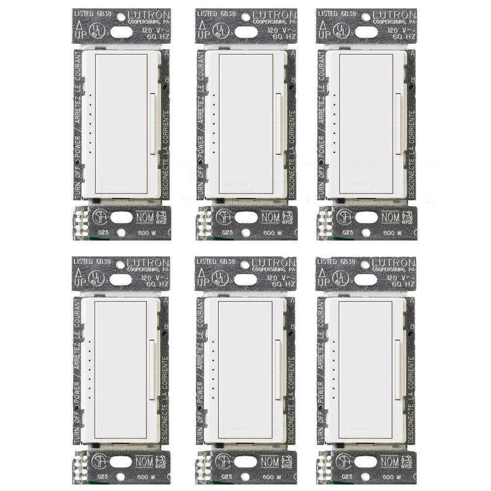 Dimmer Switch for Dimmable LED, Halogen & Incandescent Bulbs, White 6-Pack Y1132