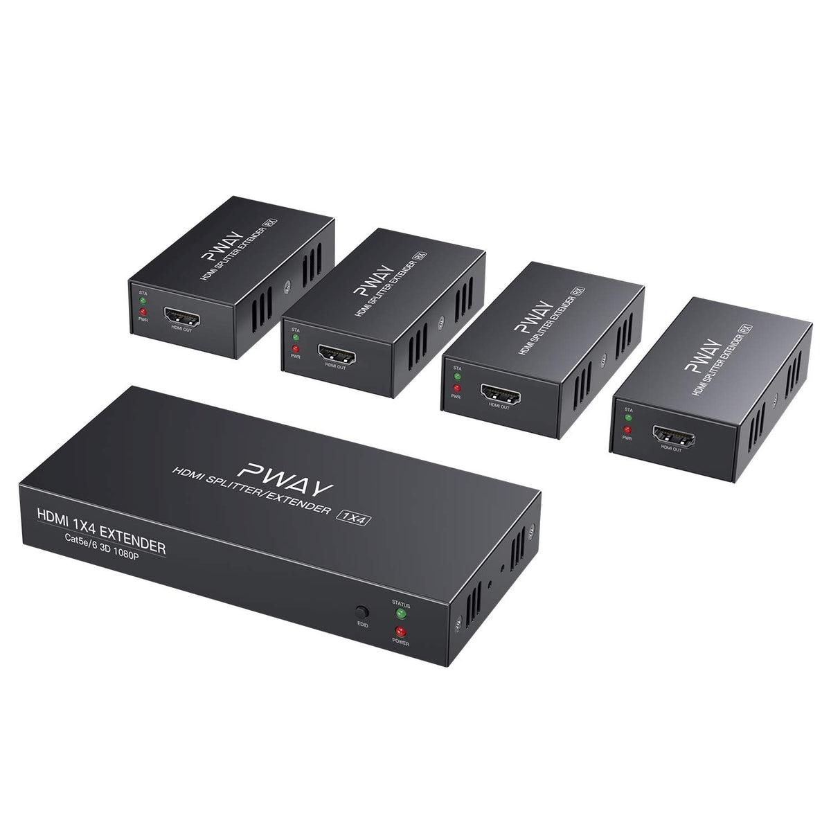 HDMI Extender Splitter 1x4 Port 1080P Over Cat5e/Cat6 Ethernet Cable Up to 50m Y771