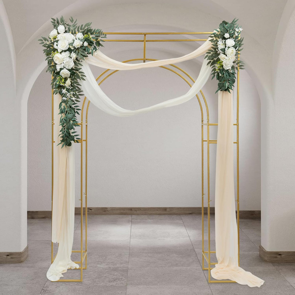 Gold Metal Arch Backdrop Stand, 7.87x5.91 FT B2021