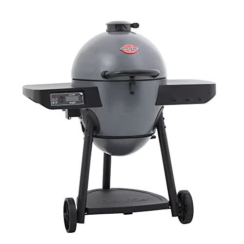 Kamado Charcoal Grill and Smoker with Cast Iron Grates and Locking Lid in Graphite U39342