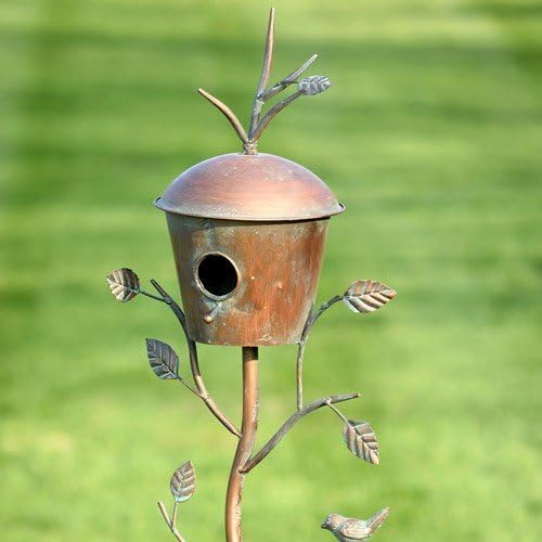 Large Copper Colored Birdhouse Garden Stakes T182