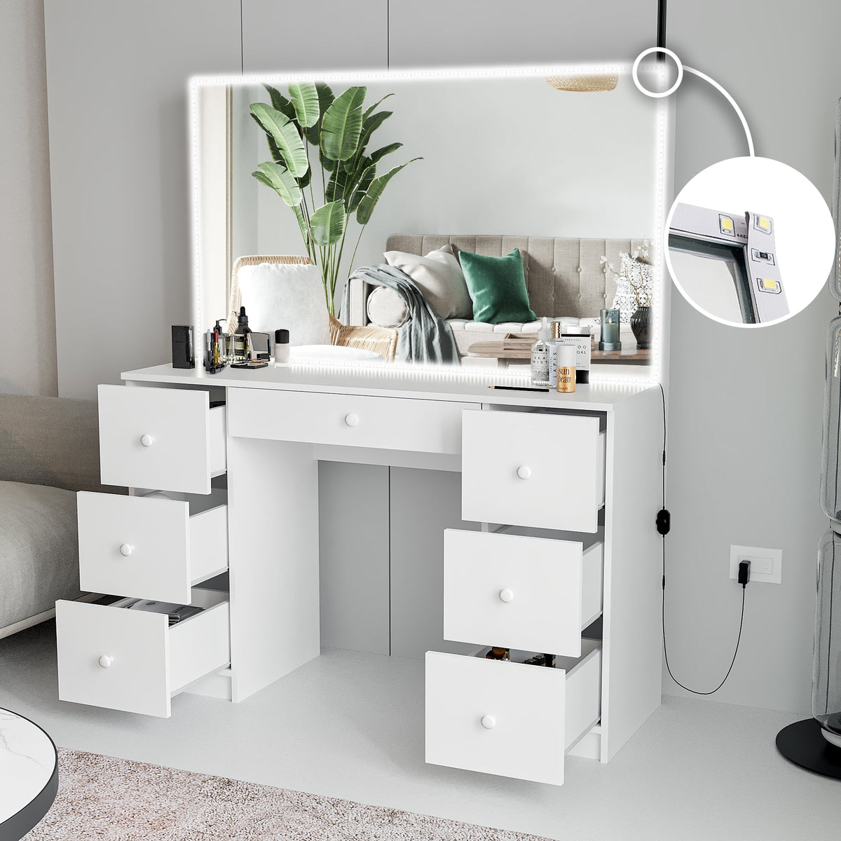 Modern Lighted Vanity Table W511