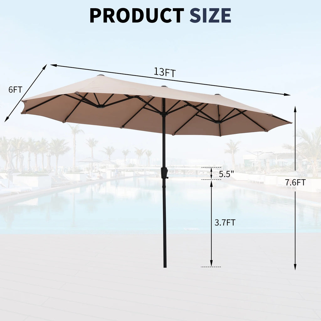 13 FT Patio Umbrella with Easy Crank, Dark Blue H58786