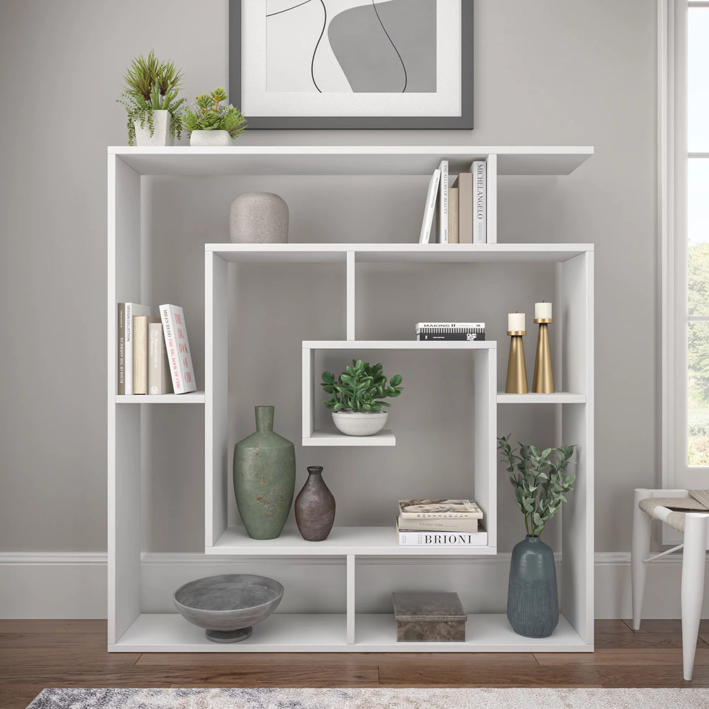 4 Tier White Modern Bookcase V96500