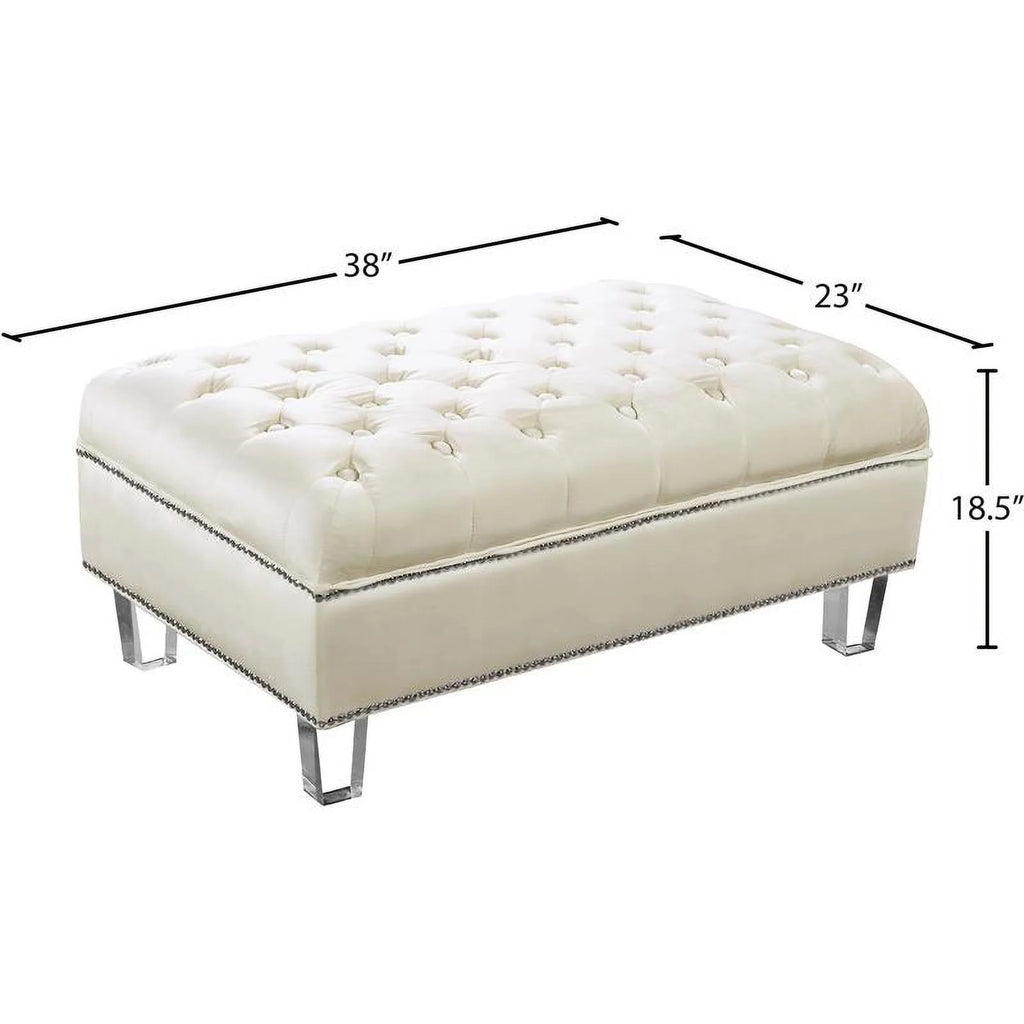 Cream Velvet Ottoman A5490
