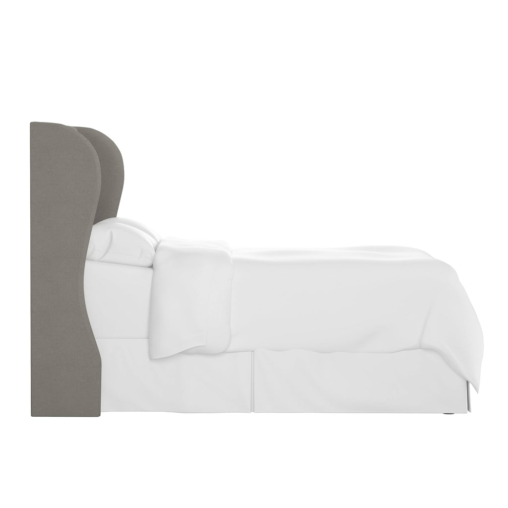 Gray Linen Tufted Wingback Headboard Y4558