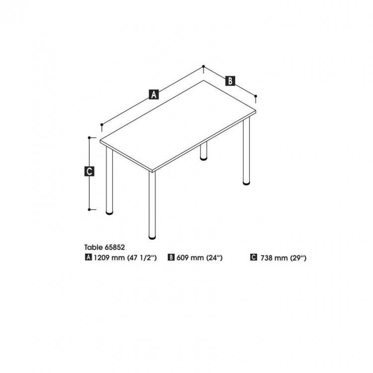 24x22 x 48x22 Table with Square Metal Legs in Black K922