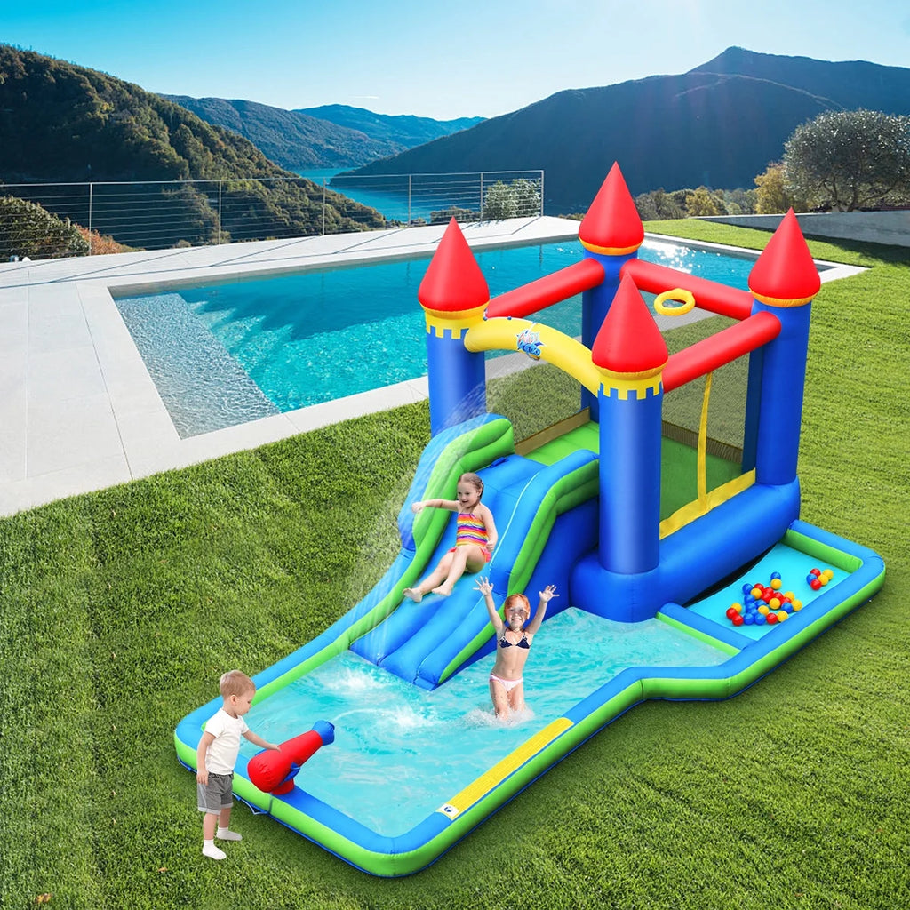 Inflatable Castle Bounce House Slide Water Park Ball Pit with 550W Blower K146052