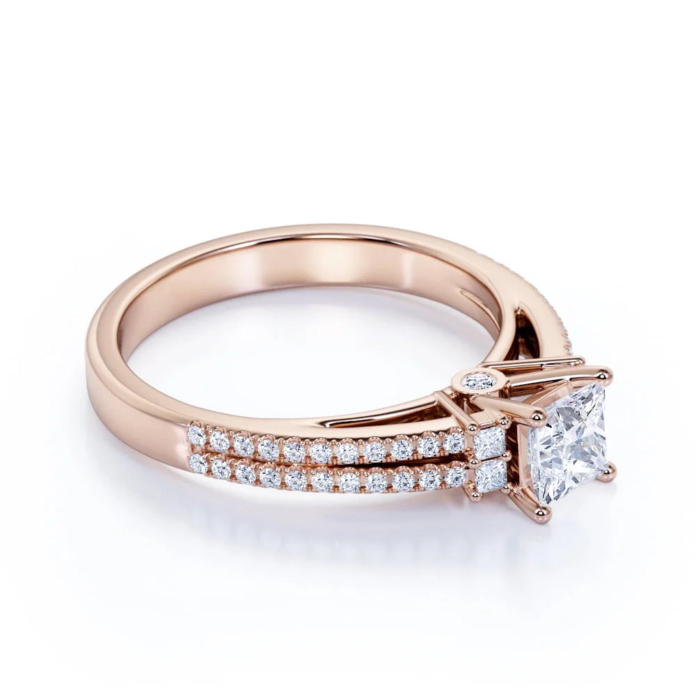 14K Rose Gold Princess Cut Lab Grown Diamond Ring D147261