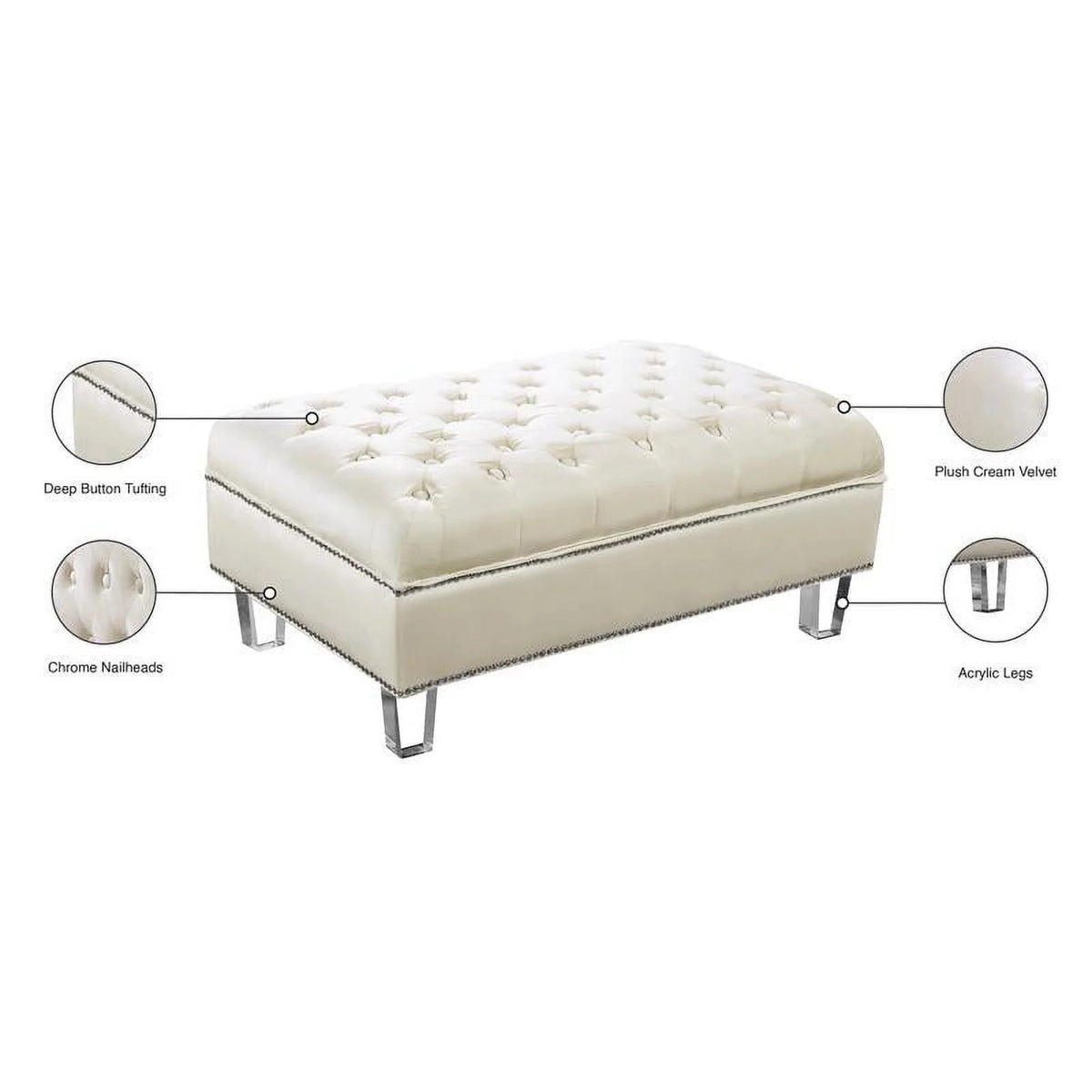 Cream Velvet Ottoman A5490